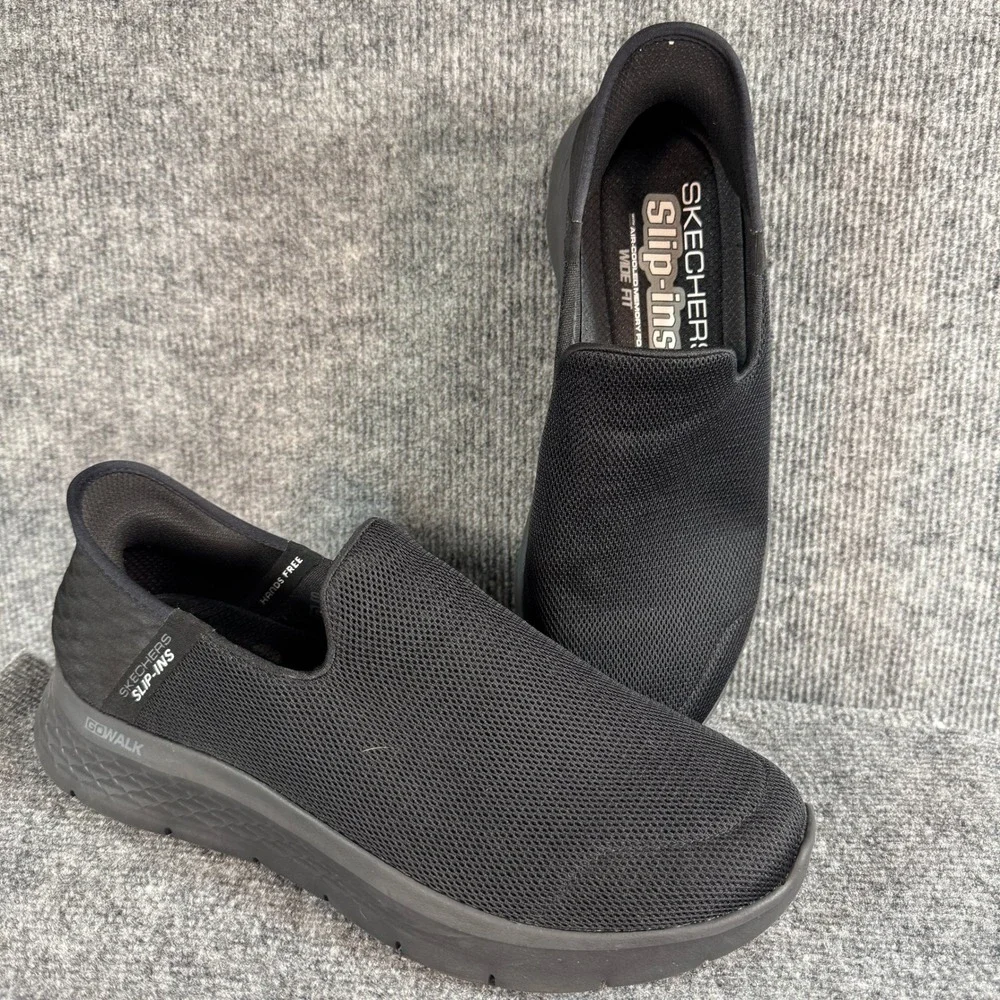 Skechers Slip-ins GO WALK Black Mesh Wide Fit Walking Shoes 216491W BKGY Sz 9